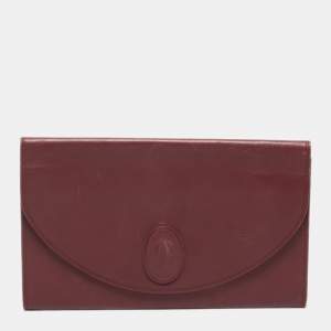 Cartier Burgundy Leather Vintage Les Must de Cartier Clutch