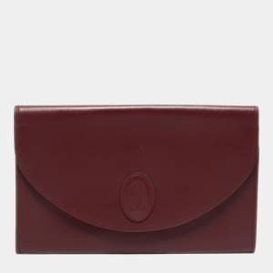 Cartier Burgundy Leather Vintage Les Must de Cartier Clutch