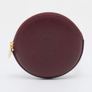 Pre Owned Cartier Burgundy Leather Must De Round Coin Purse