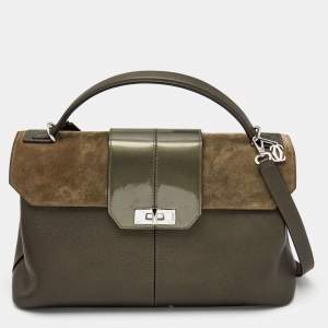 Cartier Grey Leather and Suede Feminine Line Top Handle Bag