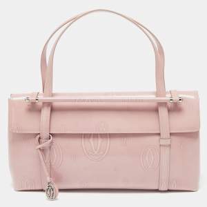 Pre Owned Cartier Pink Leather Happy Birthday Cabochon Flap Bag