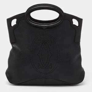 Cartier Black Leather Marcello De Cartier Foldover Clutch