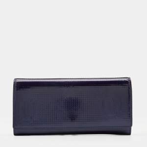 Pre Owned Cartier Eggplant Patent Happy Birthday Wallet