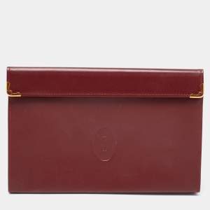 Cartier Burgundy Leather Must De Cartier Pouch