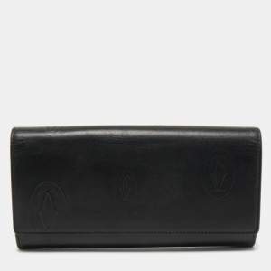 Cartier Black Embossed Leather Happy Birthday Continental Wallet