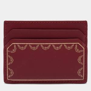 Pre Owned Cartier Red Leather Guirlande de Cartier Card Holder