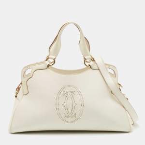 Cartier White Leather Medium Marcello de Cartier Bag