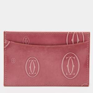 Pre Owned Cartier Pink Patent Leather Happy Birthday Card Holder