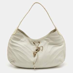 Cartier Off White Leather and Ostrich Panthere Hobo 