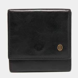 Cartier Black Leather Flap Coin Purse