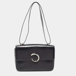 مملوكة مسبقًا Cartier Black Glossy Leather Panthere Shoulder Bag