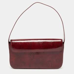 مملوكة مسبقًا Cartier Burgundy Patent Leather Happy Birthday Baguette Bag