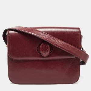 مملوكة مسبقًا Cartier Burgundy Leather Must De Cartier Shoulder Bag