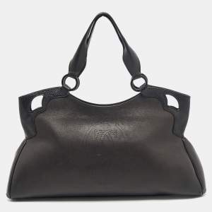 مملوكة مسبقًا Cartier Black Leather and Python Embossed Medium Marcello de Cartier Shoulder Bag