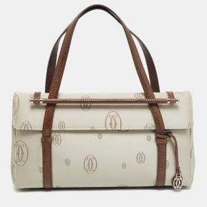 Cartier Brown/Grey Satin and Lizard Happy Birthday Cabochon Flap Bag