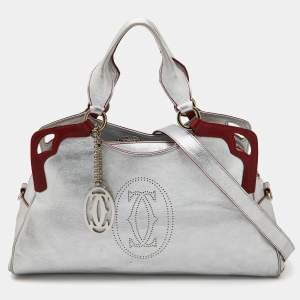 Cartier Silver/Red Leather Marcello de Cartier Bag