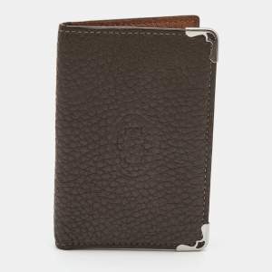 Pre Owned Cartier Grey Leather Must de Cartier Bifold Card Case