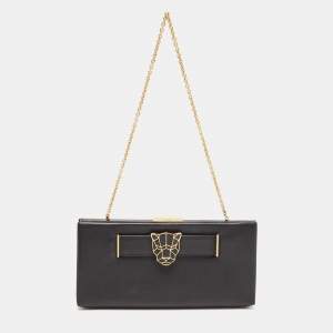 Cartier Black Leather Panthere de Cartier Chain Clutch