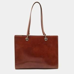 Cartier Brown Gloss Leather Panther Tote