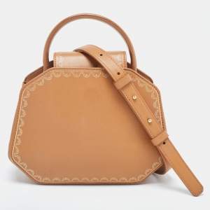 Cartier Tan Leather Mini Guirlande De Cartier Top Handle Bag