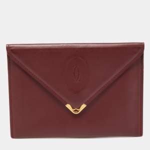 Pre Owned Cartier Burgundy Leather Must de Cartier Envelope Wallet