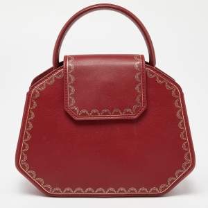 Cartier Red Leather Mini Guirlande De Cartier Top Handle Bag
