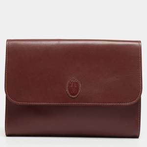 Cartier Burgundy Leather Must 21 de Cartier Flap Clutch