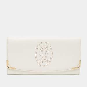 Pre Owned Cartier Cream Leather Marcello de Cartier Flap Wallet