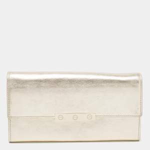 Pre Owned Cartier Gold Leather Love Continental Wallet