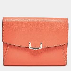 Cartier Coral Orange Leather C De Cartier Wallet