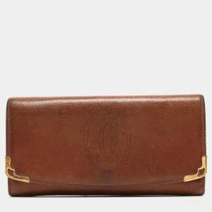Cartier Brown Leather Marcello de Cartier Flap Wallet