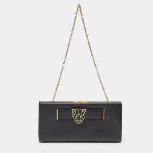 Cartier Black Leather Panthere De Cartier Chain Clutch