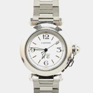 Cartier White Stainless Steel Pasha C de Cartier Automatic Women's Wristwatch 35 mm