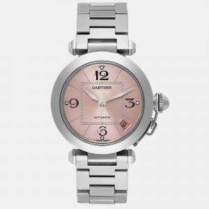 Cartier Pasha C Midsize Pink Dial Automatic Steel Ladies Watch 35.0 mm