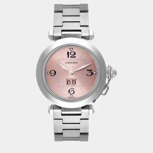 Cartier Pasha Big Date Pink Dial Steel Ladies Watch W31058M7