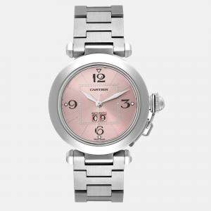 Cartier Pasha Big Date Pink Dial Steel Ladies Watch W31058M7