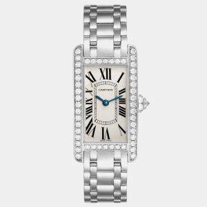 Cartier Tank Americaine White Gold Diamond Ladies Watch WB7073L1 19 x 35 mm