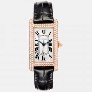 Cartier Tank Americaine Midsize Rose Gold Diamond Ladies Watch 23.0 mm