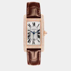 Cartier Tank Americaine Midsize Rose Gold Diamond Ladies Watch 23.0 mm