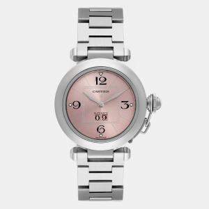 Cartier Pink Stainless Steel Pasha W31058M7 Automatic Women's Wristwatch 35 mm