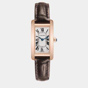 Cartier Tank Americaine Rose Gold Silver Dial Ladies Watch 19.0 mm