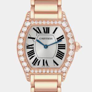 Cartier Tortue Rose Gold Diamond Bezel Ladies Watch WA507031 28 x 34 mm