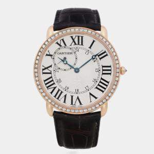 Cartier White Diamond 18k Rose Gold Ronde Louis WR007001 Manual Winding Men's Wristwatch 42 mm