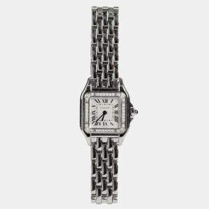 Cartier White Stainless Steel Panthere W4PN0007 Quartz Women's Wristwatch 20 mm