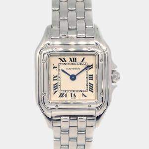 Cartier Beige 18k White Gold Panthere W25016F3 Quartz Women's Wristwatch 22 mm