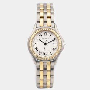 Cartier Customised Ivory 5CT Diamond 18K Yellow Gold Cougar 187904 Quartz Women's Wristwatch 33mm