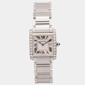 Cartier Customised White 1.25CT Diamond Stainless Steel  2465 Quartz Women's Wristwatch 25mm