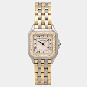 Cartier Customised Ivory 50CT Diamond Stainless Steel Panthere 183949 Quartz Women's Wristwatch 27mm
