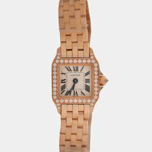 Cartier Customised Pink 0.70CT Diamond 18K Rose Gold Santos 100  Quartz Women's Wristwatch 26mm