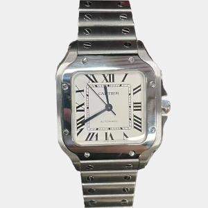 Cartier Silver Stainless Steel Santos WSSA0010 Automatic Women's Wristwatch 35 mm